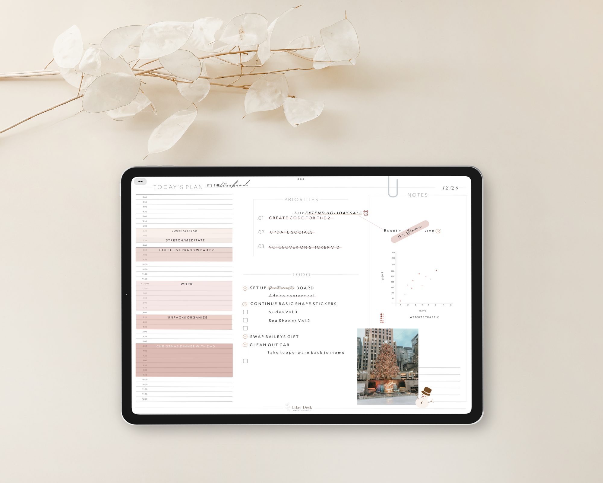 Full Undated Minimal Plans | Soft Pinks Vol. 2 ( Monday Start )